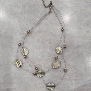 Cable Necklace with Silver Beads and Metal Discs